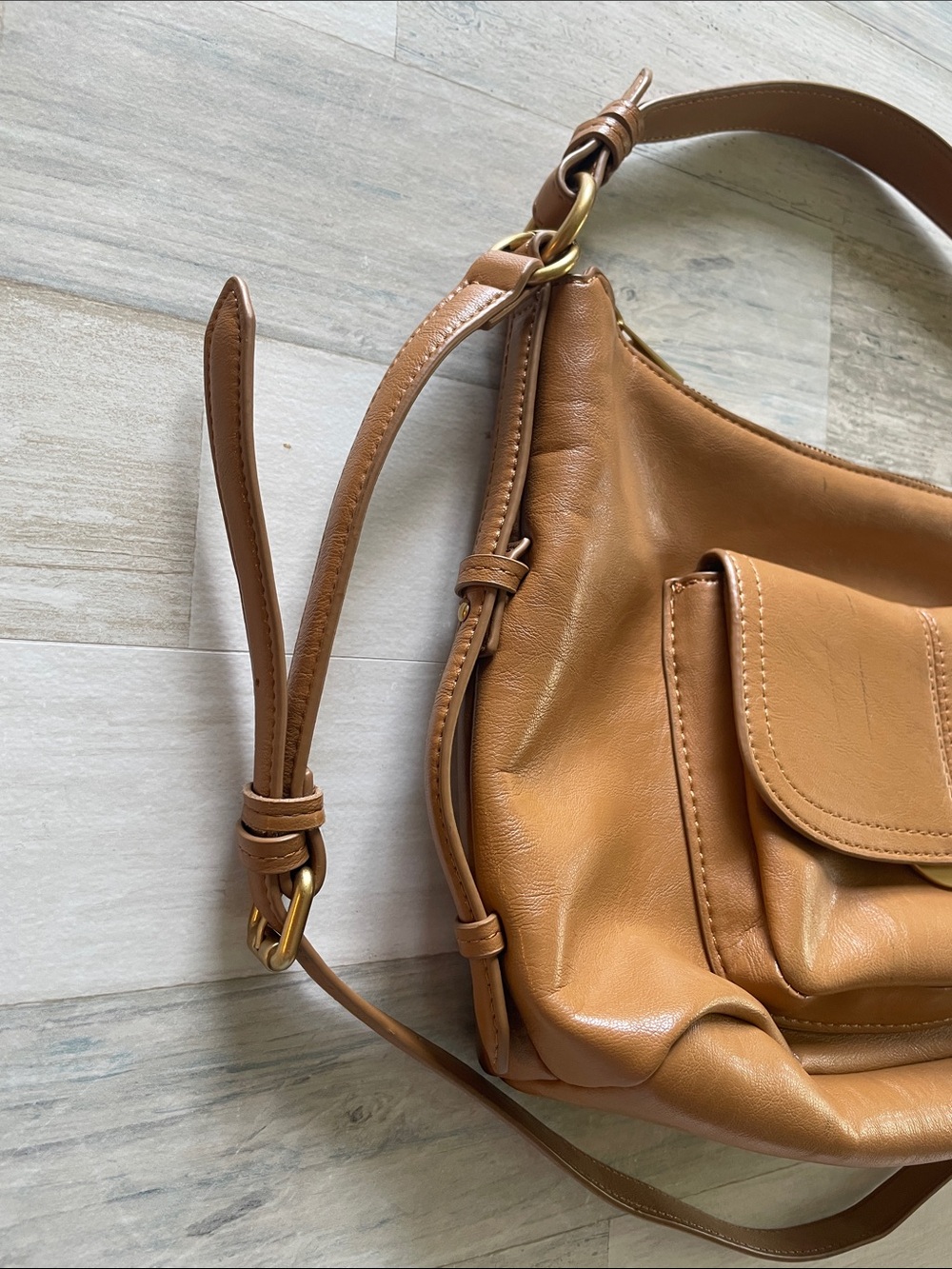 Zara Cognac Brown Faux Leather Shoulder Bag - Picture 4 of 16